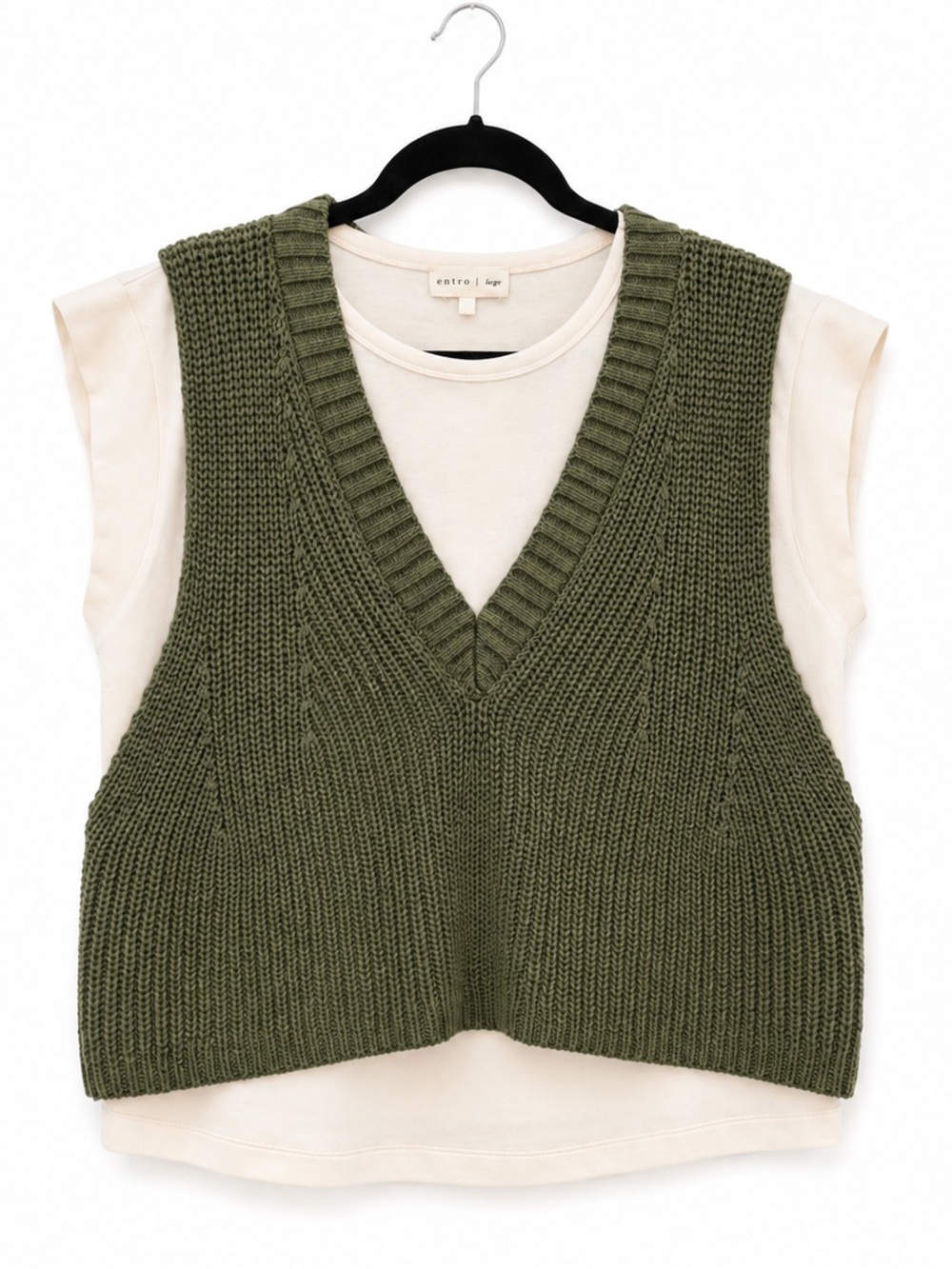 Entro Olive Green 2-in-1 sweater shirt combo